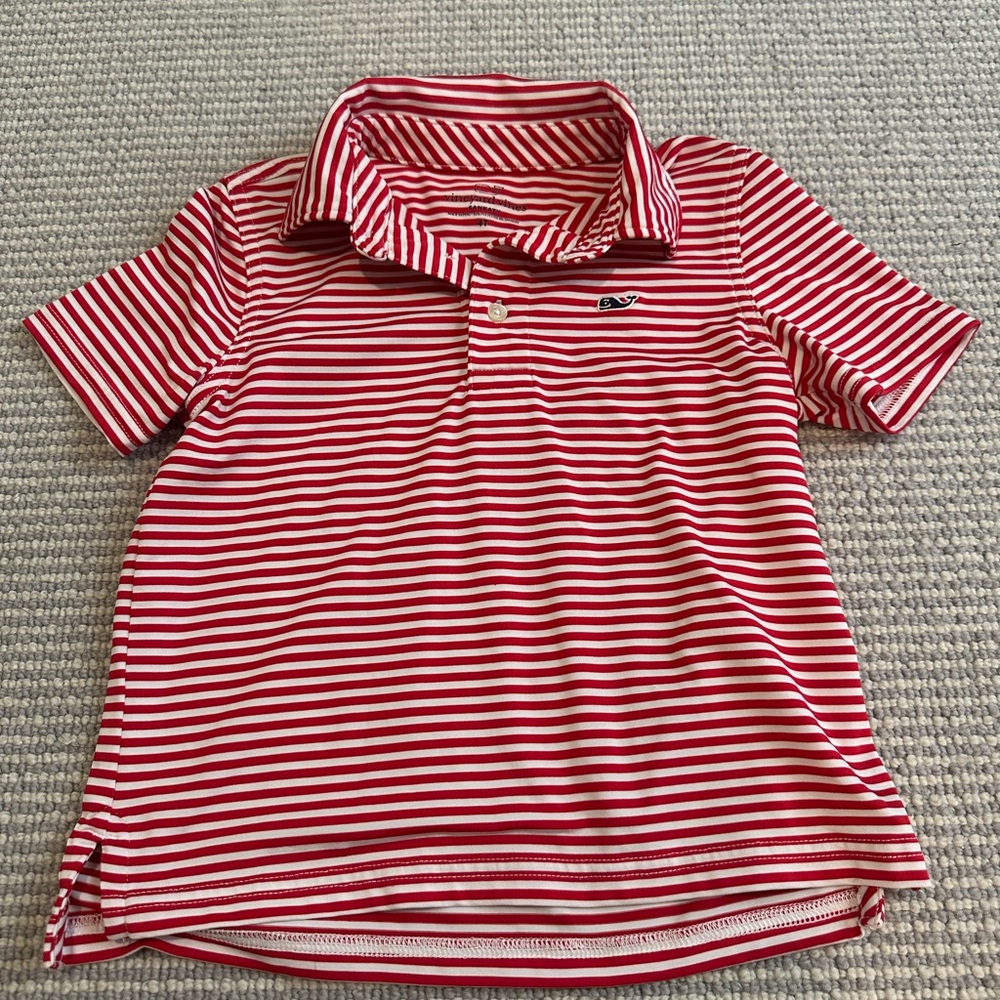 Vineyard Vines Red Striped Kids Polo Shirt